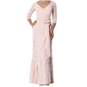 Cameron Blake NWT 112649 Shell Pink Ruffle Tiered Evening Gown Dress 4